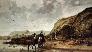 CUYP, Aelbert Large River Landscape with Horsemen fdg painting